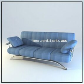 Three Seats Blue Sofa Living Room Furniture 3d model