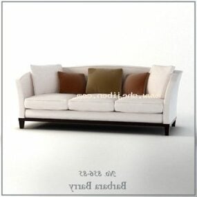 Sofa mit drei Sitzen, brauner Stoff, 3D-Modell