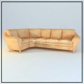 Leather Corner Sofa With Pillow 3d model