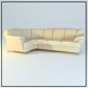 Офісний диван бежевий шкіряний 3d модель