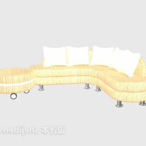 Gebogenes Sofa mit Hocker 3D-Modell
