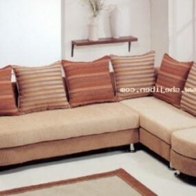 L Type Sofa Living Room Vintage 3d model