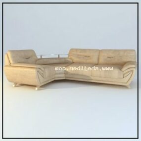 现代沙发米色皮革材料3d模型