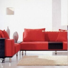 Kursi Sofa Merah Ruang Tamu model 3d