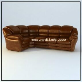 Реалістична 3d модель шкіряного кутового дивана