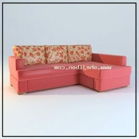 L-formet lyserød sofa 3d-model
