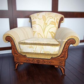 Brązowa skórzana sofa z dwoma siedzeniami Model 3D