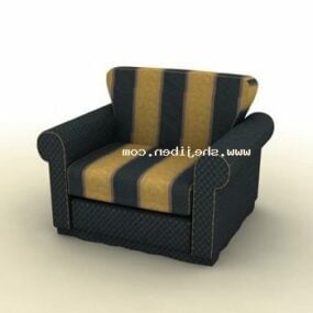 Armchair Upholstered Strip Pattern 3d model