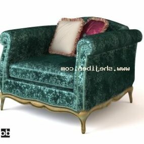 单人沙发扶手椅天鹅绒材料3d模型