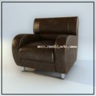 Кожаный диван-кресло коричневого цвета