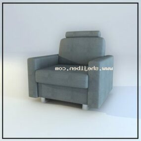 Fotel tapicerowany brązową tkaniną Model 3D