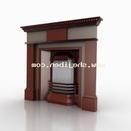 Art Fireplace Antique Wooden Style 3d model