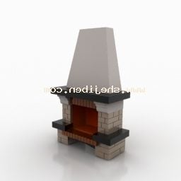 European Fireplace Stone Finished 3d model