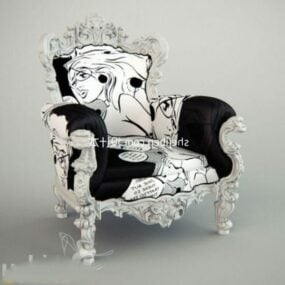 Luxury Black White Armchair 3d model