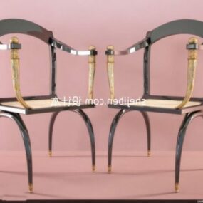 Zestaw podwójnych żelaznych krzeseł Model 3D