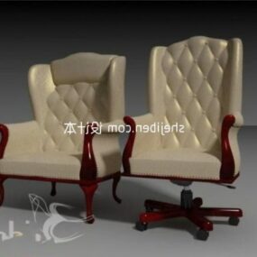 Office Armchair Beige Leather Finished 3d model