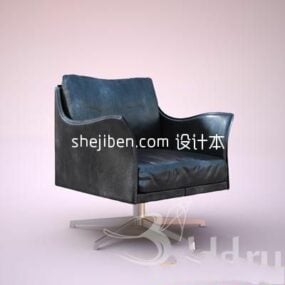 כיסא סלון יופי עור שחור דגם תלת מימד