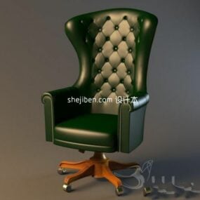 European Leather Boss Wheels Chair 3d model