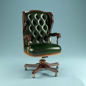 Boss Wheels Chair Green Leather 3d model