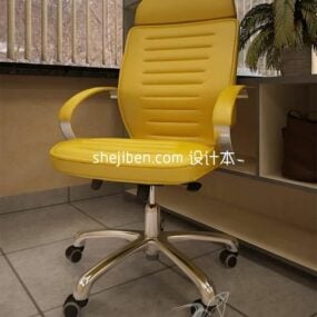 Office Yellow Wheels Chair V1 3d model