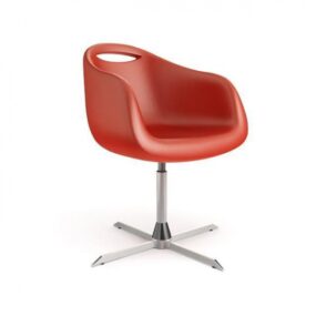 3д модель офисного красного стула с фиксированными ножками