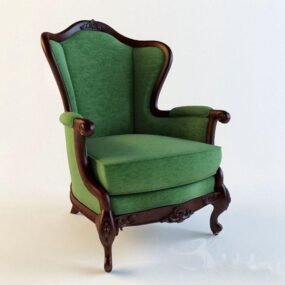 صندلی راحتی تک نفره مخمل سبز مدل سه بعدی