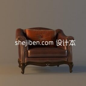 European Leather Armchair Elegant Style 3d model