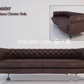 European Long Distance Leather Sofa 3d model