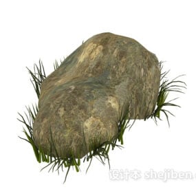 Stone Rock med græs 3d-model
