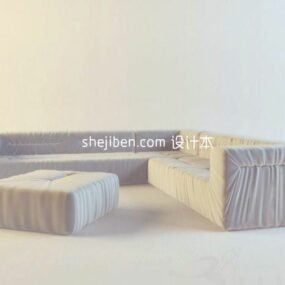 3д модель углового дивана с пуфиком