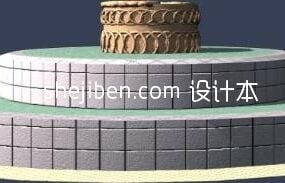 Kulatý kruh vodní fontány 3D model