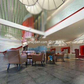 Restaurant Hall Interior Scene 3d model
