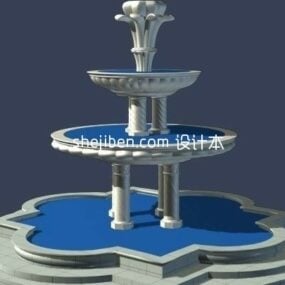 Garden European Fountain 3d-modell