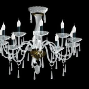 European Ceiling Lamp White Crystal 3d model