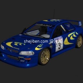 3д модель синего гоночного автомобиля Subaru Impreza Wrc