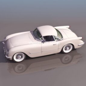 Antique Coupe Car White Painted 3d model