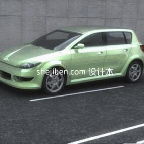 Model 3D samochodu sedan malowany na zielono