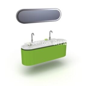 Minimalistiskt tvättbord med spegel 3d-modell
