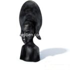 Ancient Bust Figure Black Sculpture