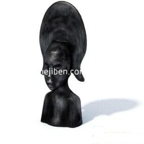 3d-модель стародавнього бюста. Чорна скульптура