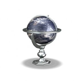 地球仪与银支架3d模型