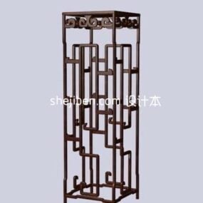 مدل سه بعدی قفسه چوبی کلاسیک چینی