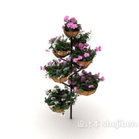 Modelo 3D em formato de árvore de rack de flores