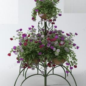 Iron Stand With Flower Potted 3d model