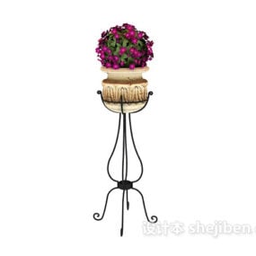 European Flower Potted On Stand 3d model