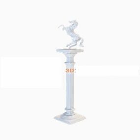 Roman Column With Sculpture Horse 3d model