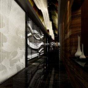 ホテルの廊下の夜のインテリアシーン V2 3D モデル