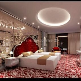 European Bedroom With Decoration Interior Scene 3d model