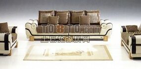 Sofá moderno de cuero marrón modelo 3d