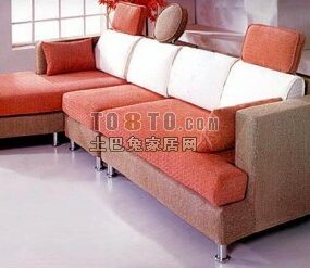 Nowoczesna sofa segmentowa w kolorze czerwonym Model 3D